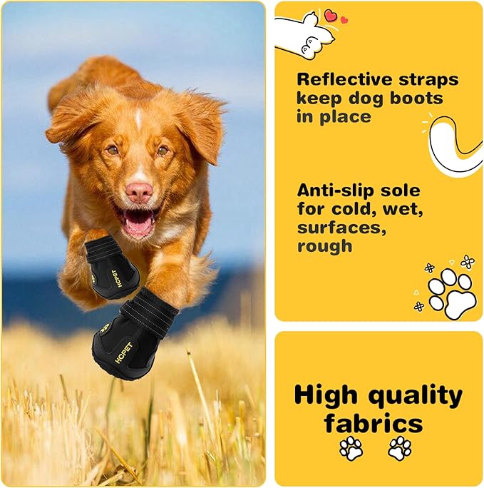Hcpet Dog Shoes, Dog Boots for Small Dogs, Waterproof Medium Dog Booties Paw Protector for Summer Hot Pavement, Winter Snowy Day, Outdoor Walking, Indoor Hardfloors Anti Slip Sole Black Size 5