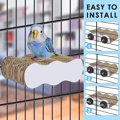 KATUMO Bird Perch Conure Cage Stand Parakeet Shredder Foraging Toys Cockatiel Platform for Small Parrots Conure Cockatiel Lovebird Parrotlet Finch