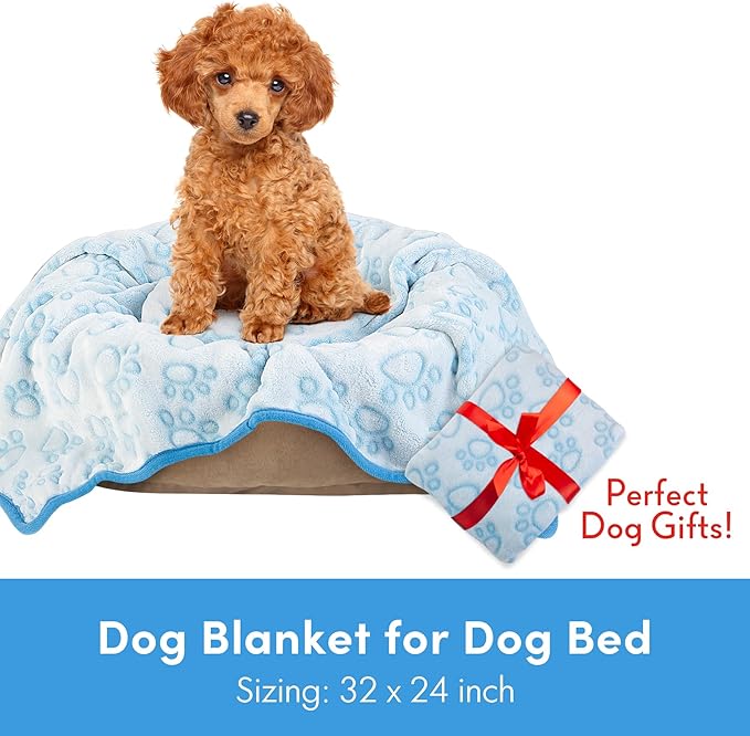 Stuffed Dog Blanket, Blue Premium Soft Throw Flannel Fleece Blanket for Medium Small Dogs, Pet Puppy Blankets for Kitten Cat, Christmas Pet Gift for Bed Cover, Couch, Crate(24x32 inch (Pack of 1))