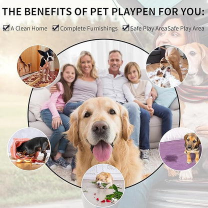 Dog Playpen Indoor with Bottom Pad/Top Cover, Dog Playpen Collapsible Metal Small Animal Kennels,8 Panels 24 "W x 24 "H for Indoor/Outdoor Small Medim Pet Yard