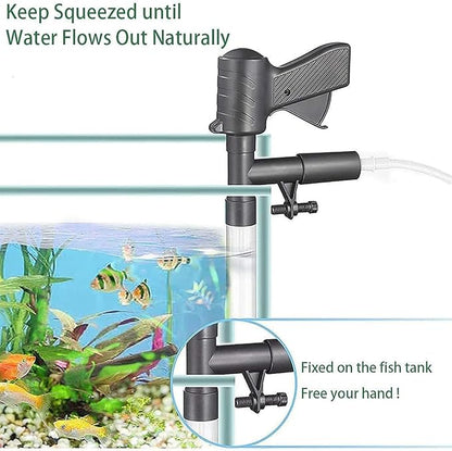 Fish Tank Cleaner, Gravel Pump Vacuum for Aquarium, Vacuum Water Changer Sand Algae Cleaner Filter,New Quick Water Changer with Air-Pressing Button,Safe and Noisy,Adjustable Length, Free Your Hands