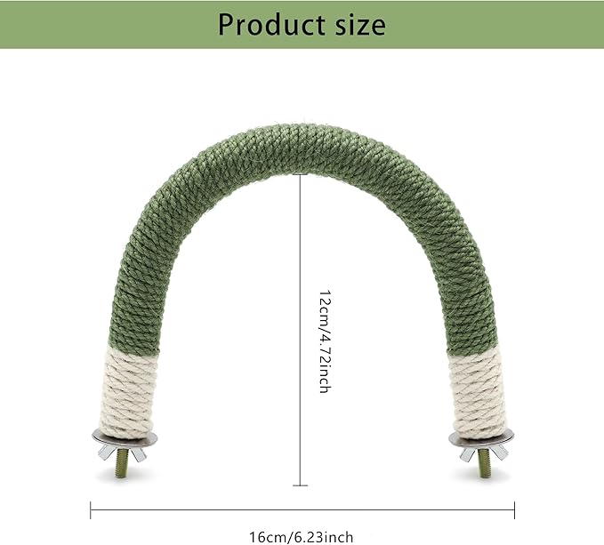 2 Pcs Bird Stand Perch U Shape Hemp Rope Green Wood Parrot Perches for Small Birds,Parakeets Macaw Cockatiels Conures Love Birds Finches,Bird Training Educational Stand Toys (Small-2 Pack)
