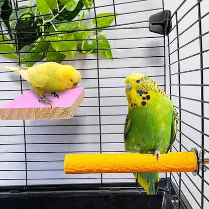 7 PCS Parrot Perch Stand Natural Wood Bird Perch Stand Platform Paw Grinding Sticks Cage Accessories Exercise Toys for Budgies Parakeets Cockatiels Conures Lovebirds