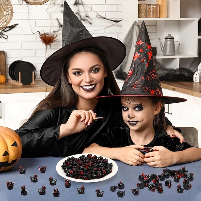 56 Pcs Mini Resin Ducks,Halloween Black Demon Ducks Tiny Devil Ducks Figurines Miniature Devil Ducks Resin Duck Ornament for Halloween Home Party Decor