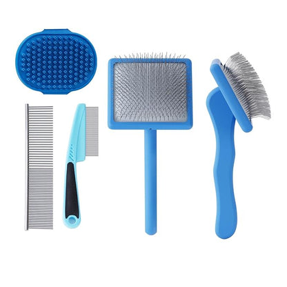 Dog Slicker Brush for Long Haired Dogs Doodle Brush for Dogs Large Dog Slicker Brush for Goldendoodles with Ergonomic Solid Wooden Handle Long Pin Grooming Brush for Dogs (Blue)