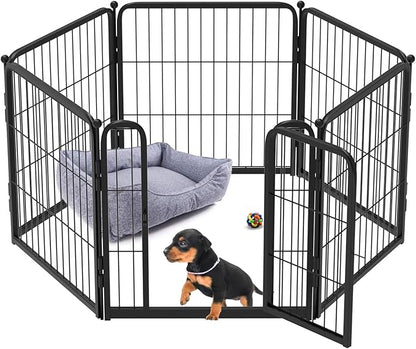FXW Homeplus Dog Playpen for Indoor Use - Stress-Free and Safe Play, Heavy Duty 24 Inch 6 Panels Dog Pen for Puppies and Small Dogs, Black_atented
