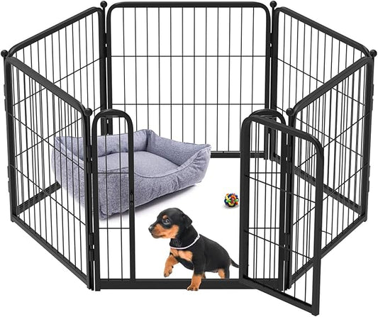 FXW Homeplus Dog Playpen for Indoor Use - Stress-Free and Safe Play, Heavy Duty 24 Inch 6 Panels Dog Pen for Puppies and Small Dogs, Black_atented