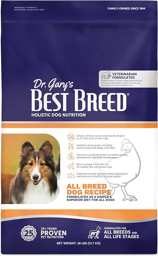 Best Breed Dr. Gary's All Breed Dog Diet Made in USA [Natural Dry Dog Food for All Breeds & Sizes] - 28lbs., Dark Brown, Medium