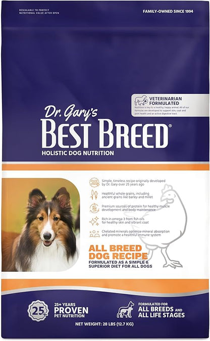 Best Breed Dr. Gary's All Breed Dog Diet Made in USA [Natural Dry Dog Food for All Breeds & Sizes] - 28lbs., Dark Brown, Medium