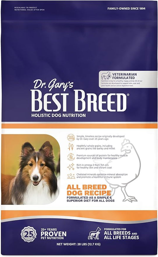 Best Breed Dr. Gary's All Breed Dog Diet Made in USA [Natural Dry Dog Food for All Breeds & Sizes] - 28lbs., Dark Brown, Medium