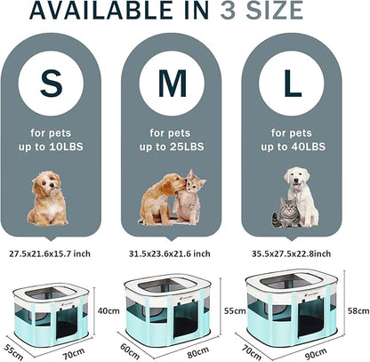 Foldable Pet Playpen,Cat Puppy Playpen,Portable Dog Cage Soft Portable Exercise Kennel Tent,Puppy Kitten Pen Indoors/Outdoors Pet Tent Fence (Medium (32"*24"*22"), Green)