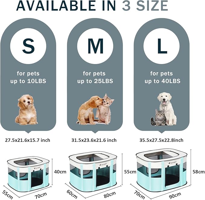 Foldable Pet Playpen,Cat Puppy Playpen,Portable Dog Cage Soft Portable Exercise Kennel Tent,Puppy Kitten Pen Indoors/Outdoors Pet Tent Fence (Large(36"*28"*23"), Green)