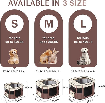 Foldable Pet Playpen,Cat Puppy Playpen,Portable Dog Cage Soft Portable Exercise Kennel Tent,Puppy Kitten Pen Indoors/Outdoors Pet Tent Fence (Medium (32"*24"*22"), Coffee)