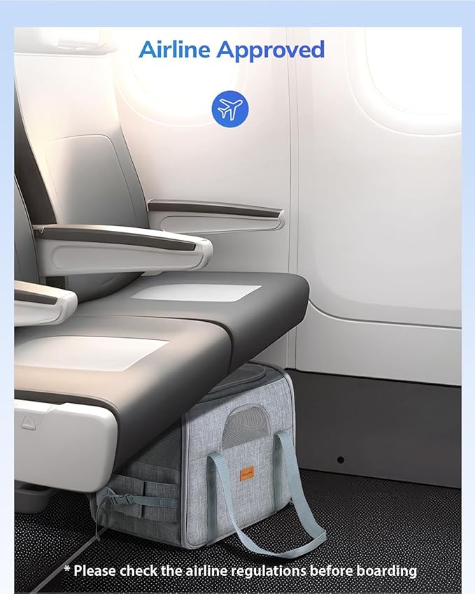 Morpilot Dog Carrier with Wheels Pet Carrier Airline Approved, Cat Carrier with Wheels Large for 2 Cats, Rolling Puppy Stroller Detachable and Foldable Pet Travel Bag Gray