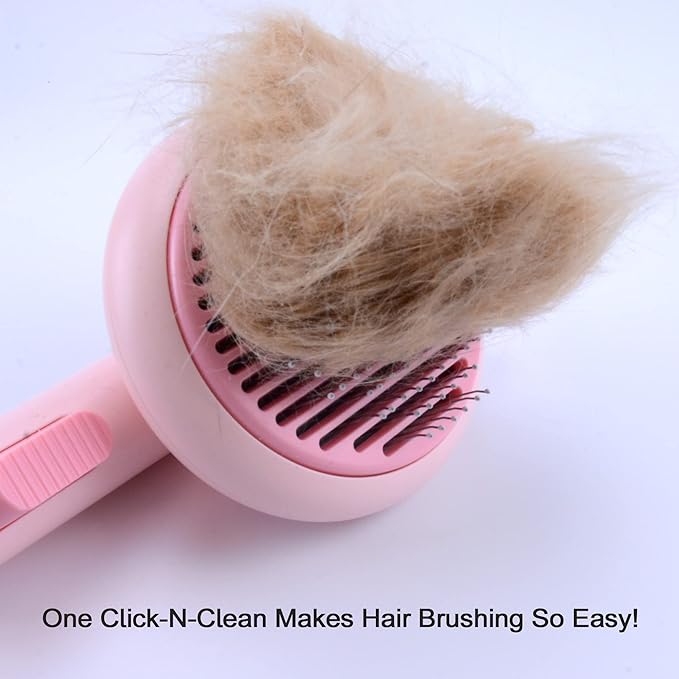 Cat Self Cleaning Slicker Brush, Cat Grooming Brush, Short and Long Haired remover for Dogs and Cats, Slicker Brush Removes Loose Undercoat & Tangled Hair (Bee-pink)