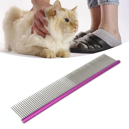 Greyhound Comb For Dogs, Metal Comb For Dogs Metal Dog Comb Cat Comb For Removing and Knots Dog Combs with Rounded Ends Grooming Tool For Long Short Haired Dog (Purple