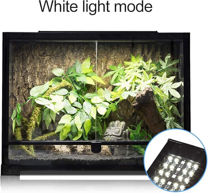 REPTI ZOO Reptile Aquarium Terrarium LED Light Ultra-thin Day and Night Light for Reptiles Aquarium Light, 3-Color Modes LED Light Hood 15W for 18 inch or Larger Terrariums for Reptile Plant Fish Tank