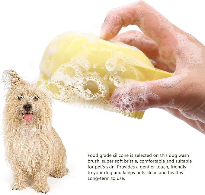Pets Bath Brush | Scrubber for Bath | Dog Shampoo Brush | Dog Washing/Shower Brush, Suitable for Short/Long Haired Dogs, Dog Brush for Shedding, Bathing, Massaging & Grooming (2yellow) (2yellow2)