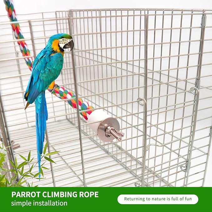 31.5-Inch _ 0.8-Inch Diameter Nipple Style Bird Rope Perch, Bird cage Accessories, Rope perches for Conures,Parrots,Cockatiel,Lovebird,Budgerigar,Parakeet perches Birds Standing Pole