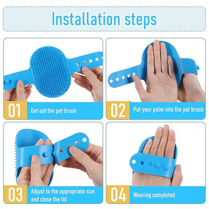 3pcs Rubber Curry Brush, Silicone Dog Brushes, Pet Shampoo Brush with Adjustable Ring Handle for Short Long Haired Dogs Cats,Grooming Soothing Massage Brushes Dog Hair 3 Color