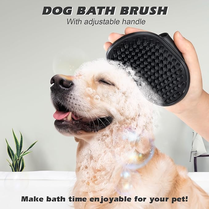 2PCS Dog Grooming Tools - Double-Sided Bath Brush for Shedding and Bathing - Small Animals Brushes, Suitable for Short/Long Haired Dogs, Premium Pet Supplies (Black White)