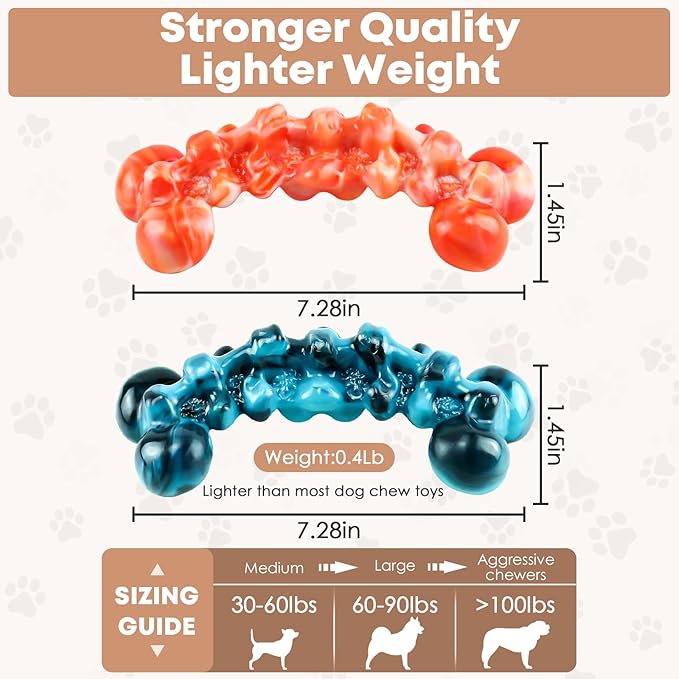 Large Dog Chew Toys: 2 Pack Dog Toys for Aggressive Chewers - Super Chewer Dog Toys for Large Dogs - Tough Dog Chew Toys - Indestructible Dog Toys for Medium, Large Dogs