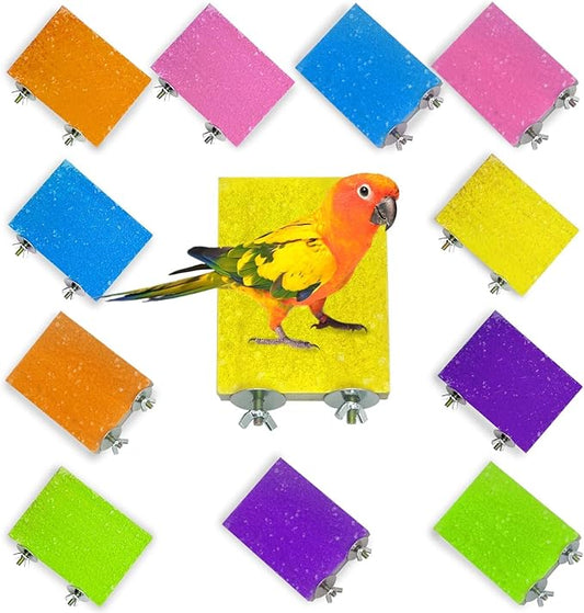 kathson 12 Pcs Bird Perch Stand Toy Colorful Wood Paw Grinding Stick Parrot Perch Stand Holder Platform Bird Cage Accessories for Pet Bird Parakeet Cockatiels Lovebirds (6 Random Colors)