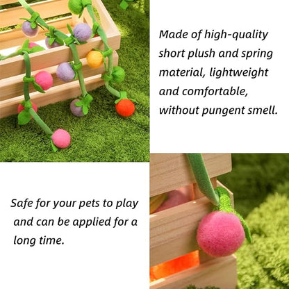 3Pcs Cat Spring Toys with Ball ，Fruit Design， Hanging Kitten Toys Pets ，Interactive Toy Cat Ball Toys with Bell ，Long Tail Elastic Soft Plush Cat Toys for Indoor Kitten and Cats (Fruit, 3pcs)