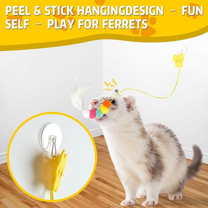 15 Pack Ferret Chew Toys and Accessories Ferret Bell Balls Squeaky Teething Pet Toys Ferret Plushies Sound Toy for Interactive Pet Ferret Cat Dog Small Animal