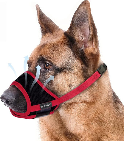 Dog Muzzles for Small Medium Dogs, Muzzle for Medium Sized Dog, Soft Muzzle for Dogs, Soft Mesh Dog Muzzles for Biting Barking Chewing, Muzzles for Dogs M Red