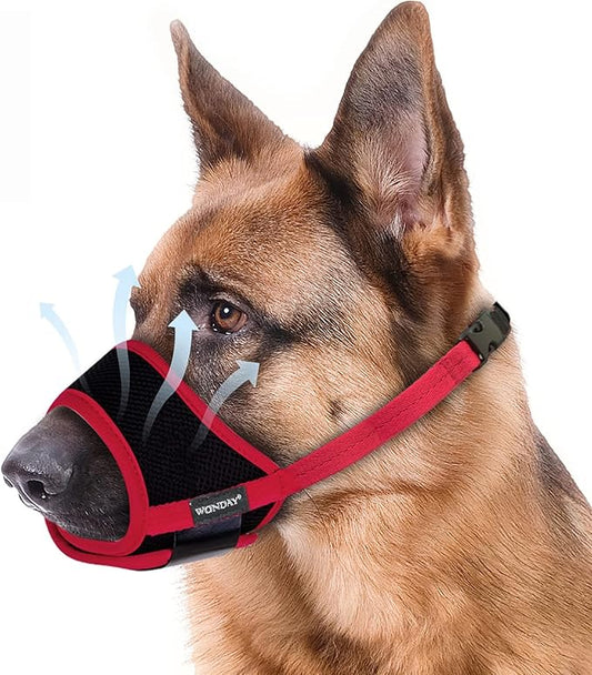 Dog Muzzles for Small Medium Dogs, Muzzle for Medium Sized Dog, Soft Muzzle for Dogs, Soft Mesh Dog Muzzles for Biting Barking Chewing, Muzzles for Dogs M Red