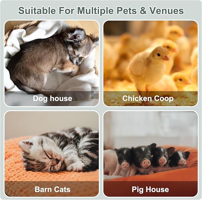 600W Dog House Heater,Anti-Bite Cord Heated Dog House,Wall-Mounted Dog Heater,Dog House Heater Outdoor Keep Your Pet Warm and Happy UL Tested for Safety (green)