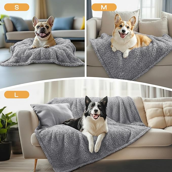1 Pack 3 Calming Blankets Fluffy Premium Fleece Pet Blanket Soft Sherpa Throw for Dog Puppy Cat Grey Medium (30_20'')