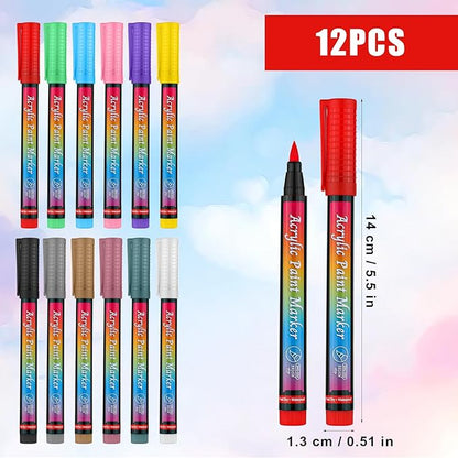 Dog Nail Polish Pens Quick Dry, 12 Colors Dog Safe Nail Polish Set Acrylic Paint Markers Beautiful Dog Nails Ideas Creative Dog Accessories Pet Care for Doggy Puppy Piggy Cats