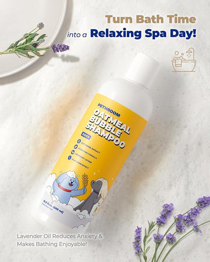 [PETHROOM] Premium Oatmeal Dog Shampoo for Itchy Sensitive Skin Relief – 500ml | Hypoallergenic Dog Shampoo with Oat, Hemp, Lavender & Milk Protein, Dry Skin Treatment, and Allergy Relief (Oatmeal)