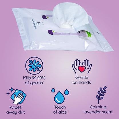 Wet Ones for Pets Antibacterial Calming Wipes with Chamomile, 30ct, Calming Lavender Scent | Dog Cleaning Wipes, Durable Disposable Dog Wipes for Paws, Scented Dog Wipes