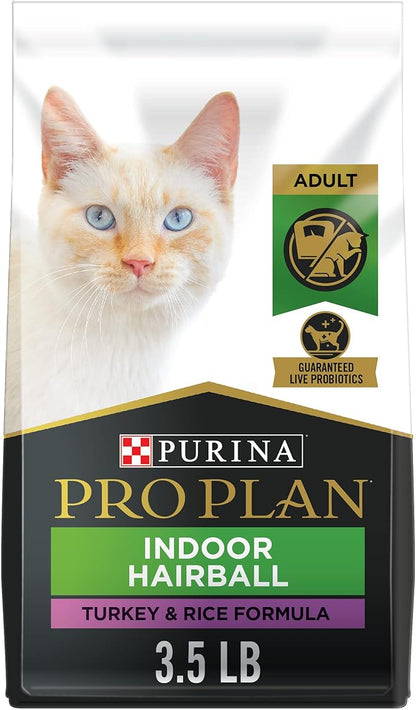 Purina Pro Plan Hairball Management, Indoor Cat Food, Turkey and Rice Formula - 3.5 lb. Bag