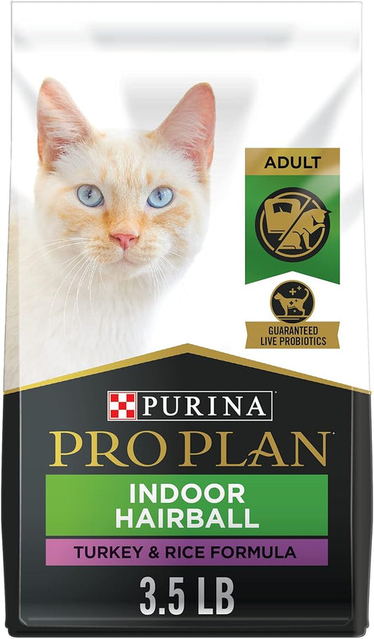 Purina Pro Plan Hairball Management, Indoor Cat Food, Turkey and Rice Formula - 3.5 lb. Bag
