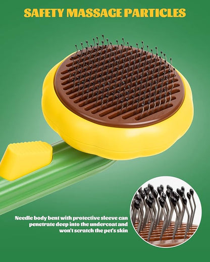 Cat Brush for Shedding, Sunflower Shape Self Cleaning Slicker Brush for Dogs Cats Puppy Rabbits, Cat Hair Brush for Removing Loose Hair, Fur, Undercoat, Mats, Tangled Hair, Knots