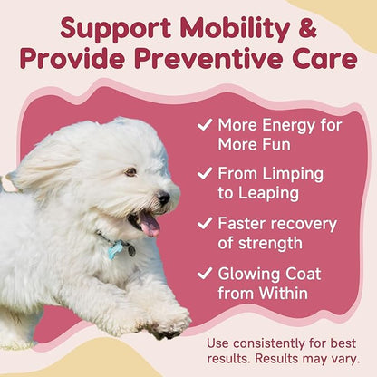 Glucosamine for Dogs - Joint Supplement for Dogs with Chondroitin, MSM, Omega 3, Hemp, Turmeric for Dog Joint Pain Relief, Dog Joint Supplement with Calcium Support Cartilage & Bone Health, 180 Chews