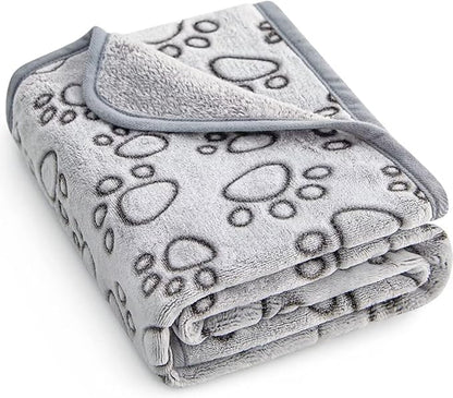 Stuffed Premium Soft Dog Blanket, with Flannel Grey Cute Paw Print, 24 * 32 inches, Cat Blanket Puppy Pads Supplies Dog Products Stuff Essentials
