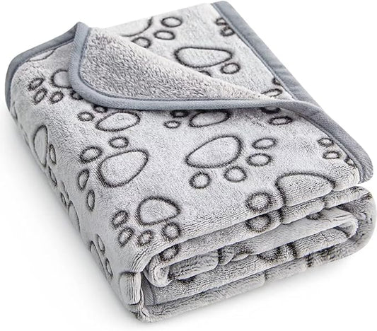 Stuffed Premium Soft Dog Blanket, with Flannel Grey Cute Paw Print, 24 * 32 inches, Cat Blanket Puppy Pads Supplies Dog Products Stuff Essentials