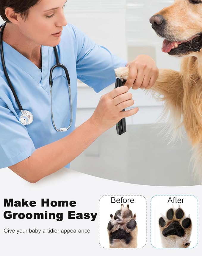 Dog Paw Trimmer for Grooming, Cordless Rechargeable Dog Clippers with Widened Blade, Low Noise Electric Cat Precision Shaver for Small Pet's Hair Around Eyes, Faces, Ears, Paws, Rump(Black)