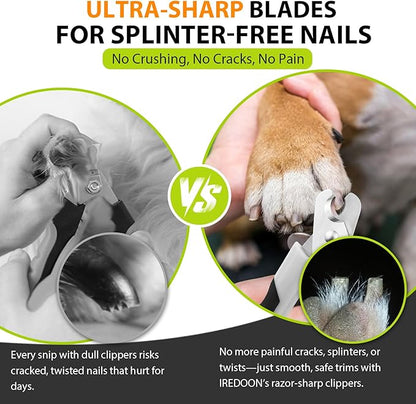 Dog Nail Clippers and Trimmers with Nail File, Ultra-Sharp 4CR13 Stainless Steel Blades Pet Grooming Nail Clippers for Small Medium-Large Breeds