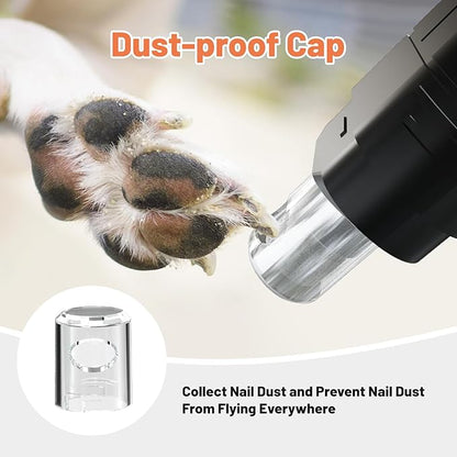 NUMINA Dog Nail Grinder with 2 LED Light 3-Speed Professional Electric Rechargeable Pet Nail Trimmer Quiet Painless Paws Grooming & Smoothing for Small Medium Large Dogs & Cats (Black)