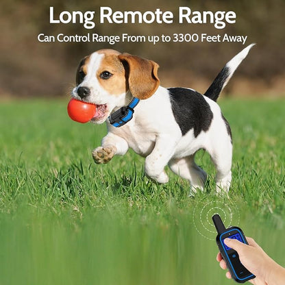 Dog Training Collar Electric Dog Collar with 4 Training Modes and Rechargeable Remote Waterproof Range 3300Ft for Small Medium Large Dogs(Blue)
