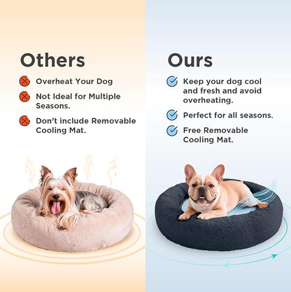 Small Donut Dog Bed, Calming Dog Bed Washable Ideal for Small to Large Dogs and Cats & Round Dog Bed,Anti-Anxiety Multiple Sizes (23" L x 23" W x 7" Th)