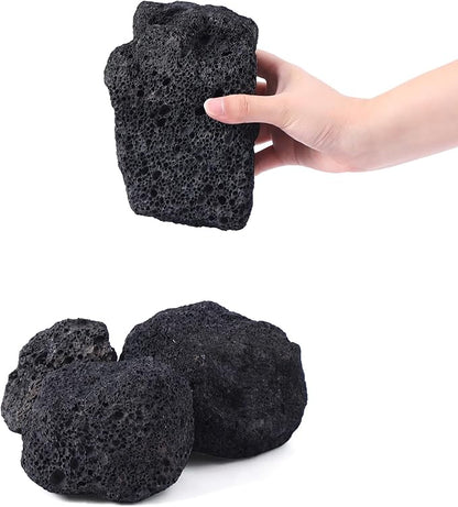 2-6 Inches Large Natural Black Lava Rock 4 PCS Aquarium Rocks for Aquascaping, Aquarium Landscaping, Terrariums, Fish Tank Decoration, Vivariums, Paludarium, Reptile and Amphibian Enclosures