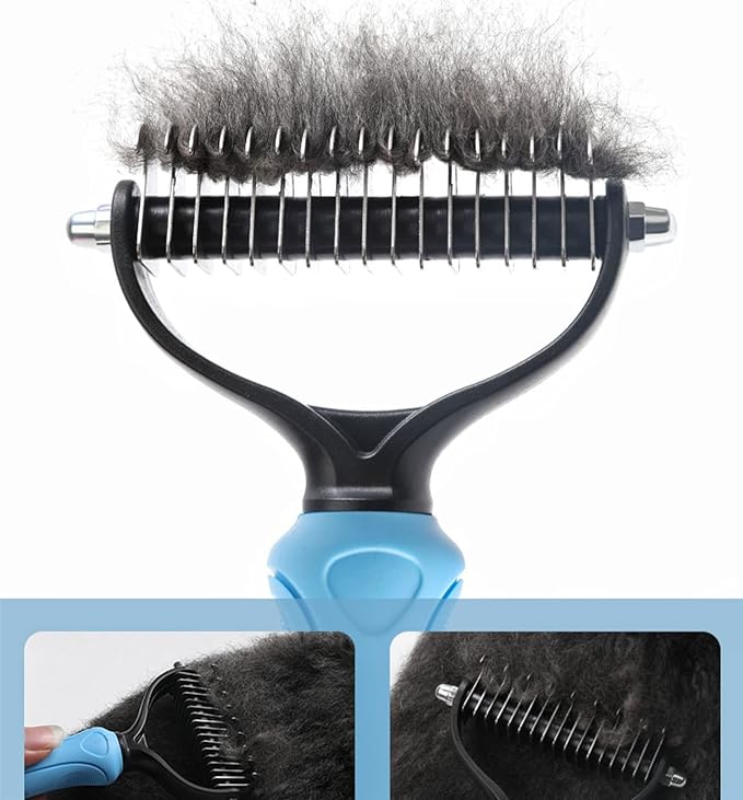 Dog Undercoat Rake Pet Grooming Tool, 2-Sided Shedding Dematting Comb for Cats Mat Remover Deshedder Brush for Large Dogs Double Coat, Long Hair Cat Combs Undercoat Husky Brush with 26 Teeth