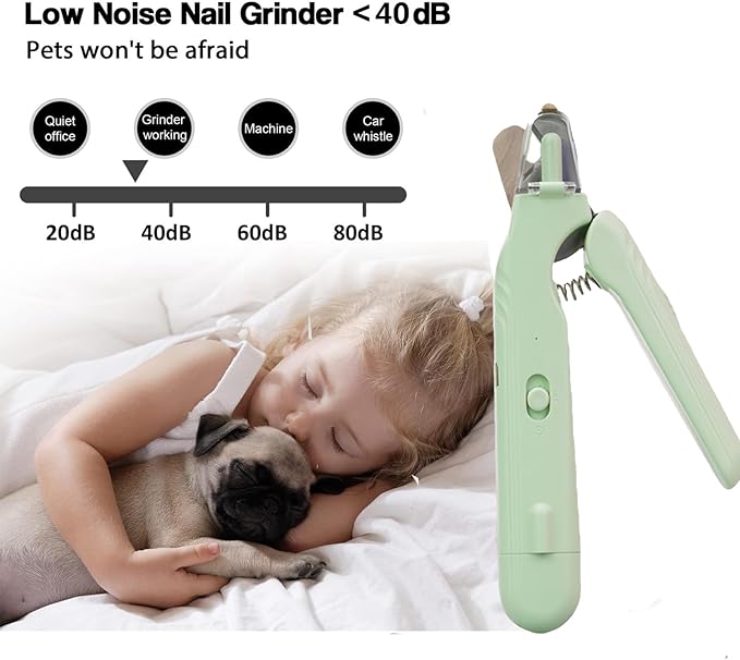 Dog Nail Grinder & Nail Clippers 2-in-1 Upgrade, Professional Electric Rechargeable Pet Nail Trimmer Painless Claw Grooming and Smooth, for Small, Medium, Large Dogs & Cats (Green, Electric)